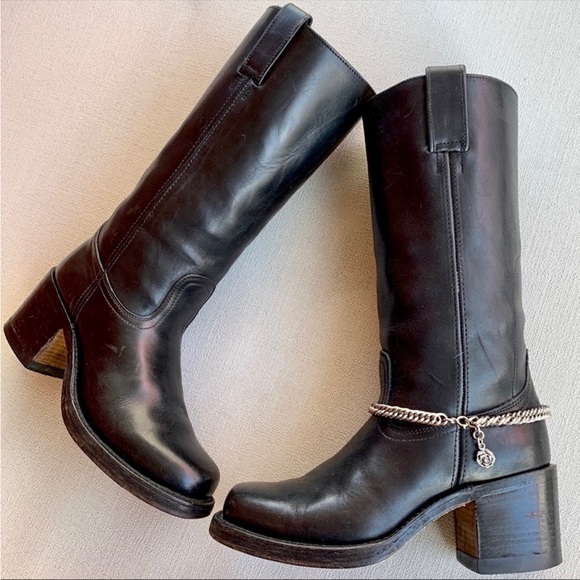 Sold SENDRA Vintage Y2K Chunky Heel Sole Campus Style Black Leather Boots - Picture 2 of 11